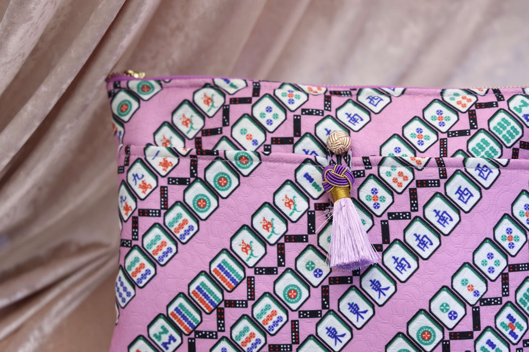 Marsha Mahjong Print Clutch (Purple/ Green)
