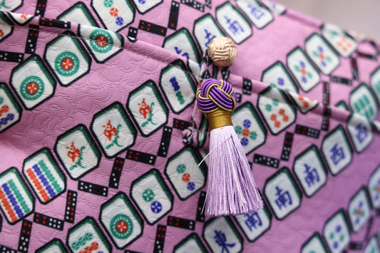 Marsha Mahjong Print Clutch (Purple/ Green)