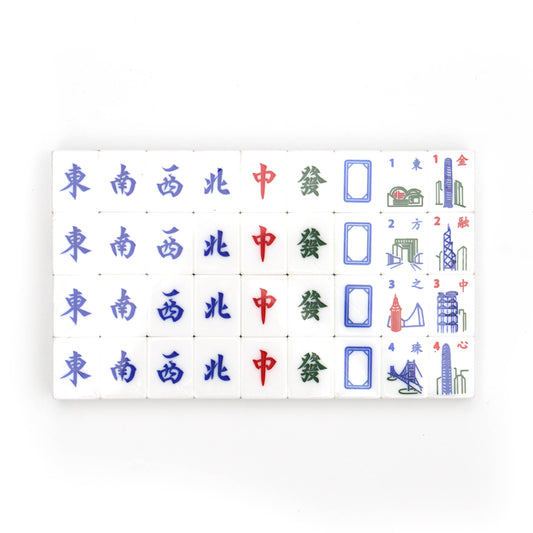 Standard Mahjong Set with Hong Kong Thematic Flower Tiles