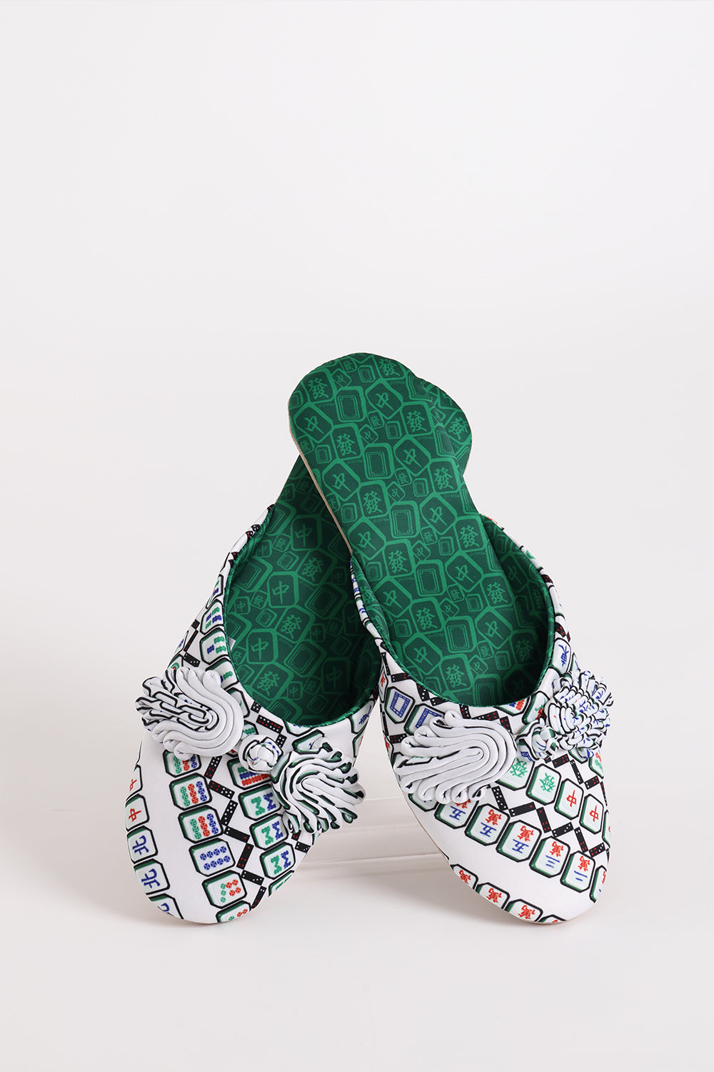 Mahjong Print House Slippers (Green)