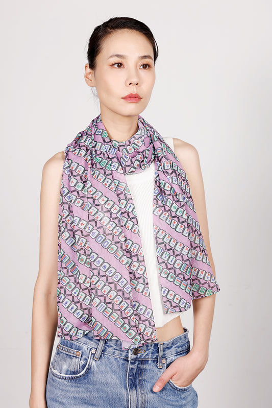 REESE Majong-Print Long Scarf