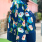 Kylin Mahjong Print Denim Jacket (Blue)