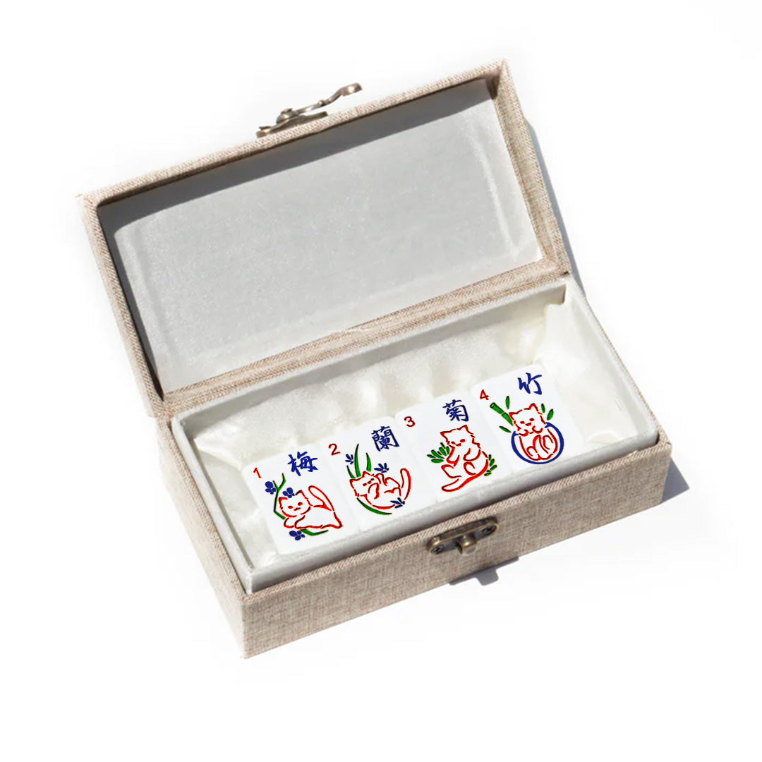Cat Bonus Mahjong Tiles - Flower Set