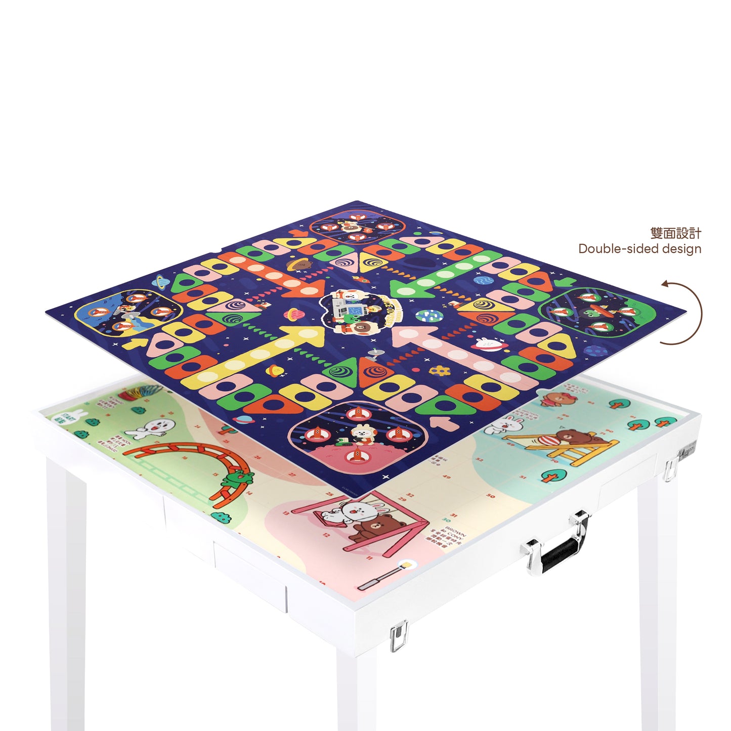 LINE FRIENDS Ultimate Game Table Multi Game Table (3 Classic Board Games + Mahjong Game Mat)