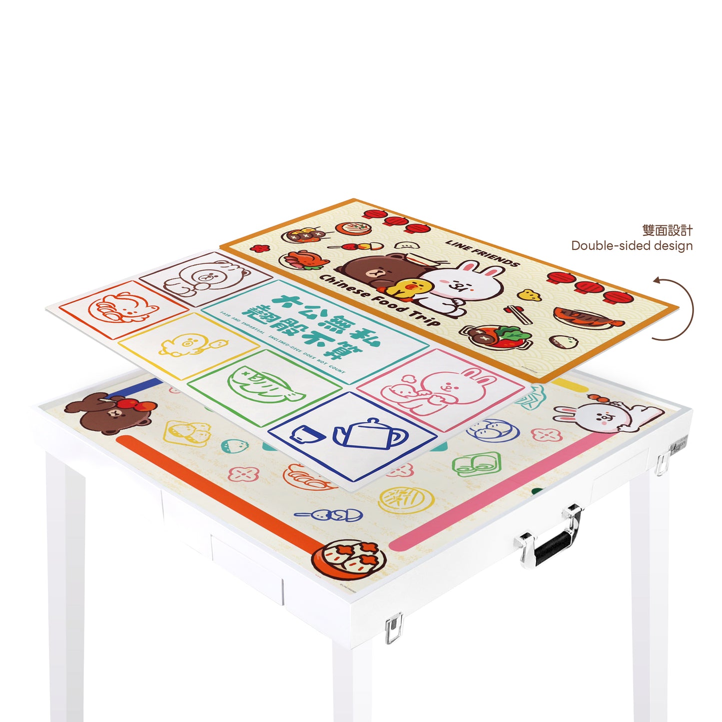 LINE FRIENDS Ultimate Game Table Multi Game Table (3 Classic Board Games + Mahjong Game Mat)