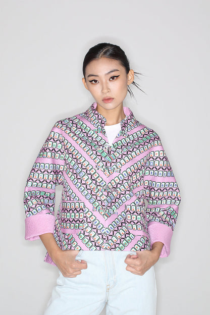 Mahjong Reversible Oriental Jacket (Purple/ Green)