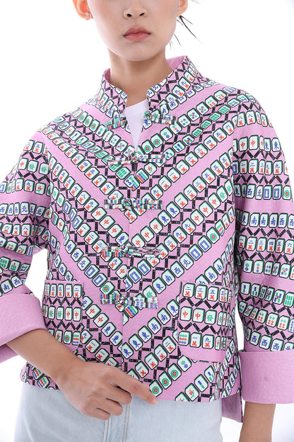 Mahjong Reversible Oriental Jacket (Purple/ Green)