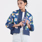 Kylin Mahjong Print Denim Jacket (Blue)