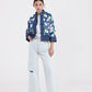 Kylin Mahjong Print Denim Jacket (Blue)